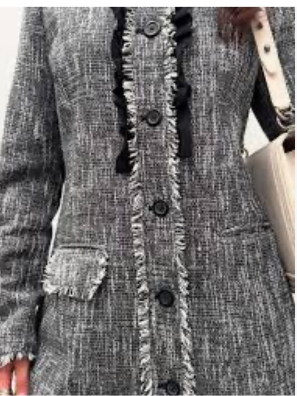 New Karl Lagerfeld Paris Tweed Blazer Coat Size 10 Black White Chanel Textured